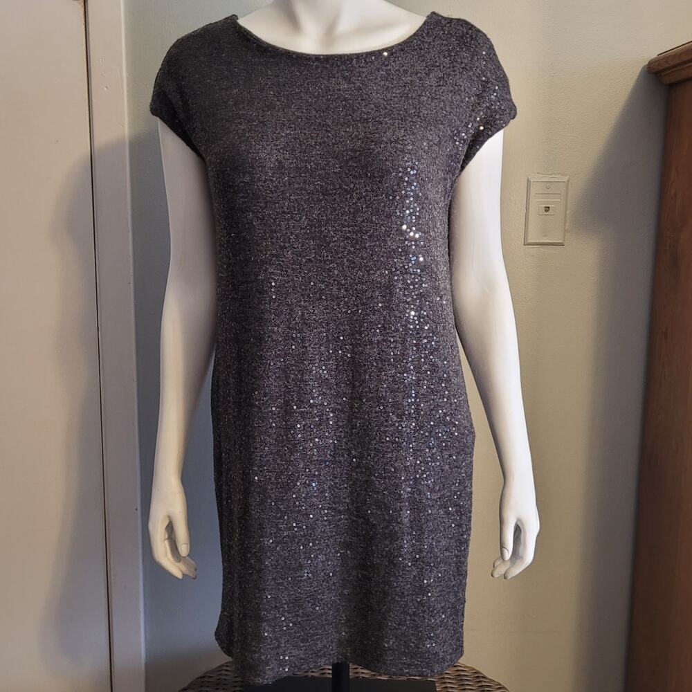 Vivienne Tam Metallic Knit Mini Dress S Cap Sleeve Stretch Lined Holiday Party